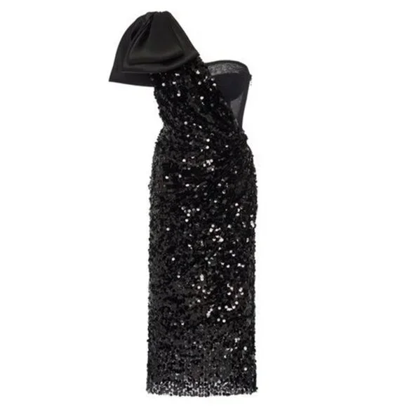 Dolce & GabbanaFollow Bow-Embellished Sequin Dress Size 44 IT, M US NEW